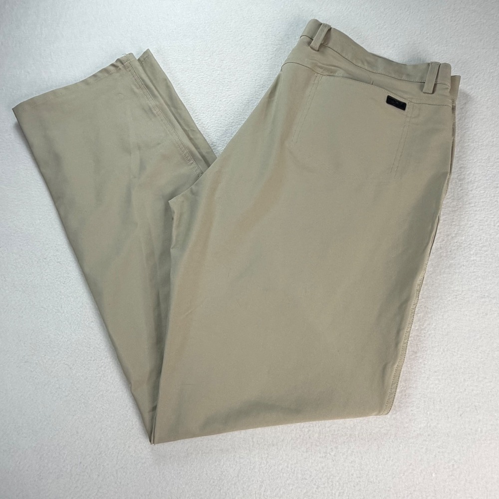 Greg Norman Mens Performance Golf‎ Pants Khaki Tan Straight Leg Stretch 38x34